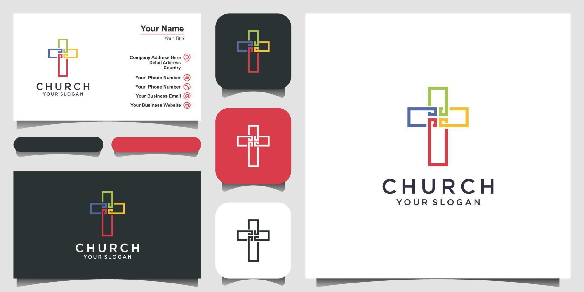 kyrkans logotyp. kristna symboler. färga jesu kors. vektor