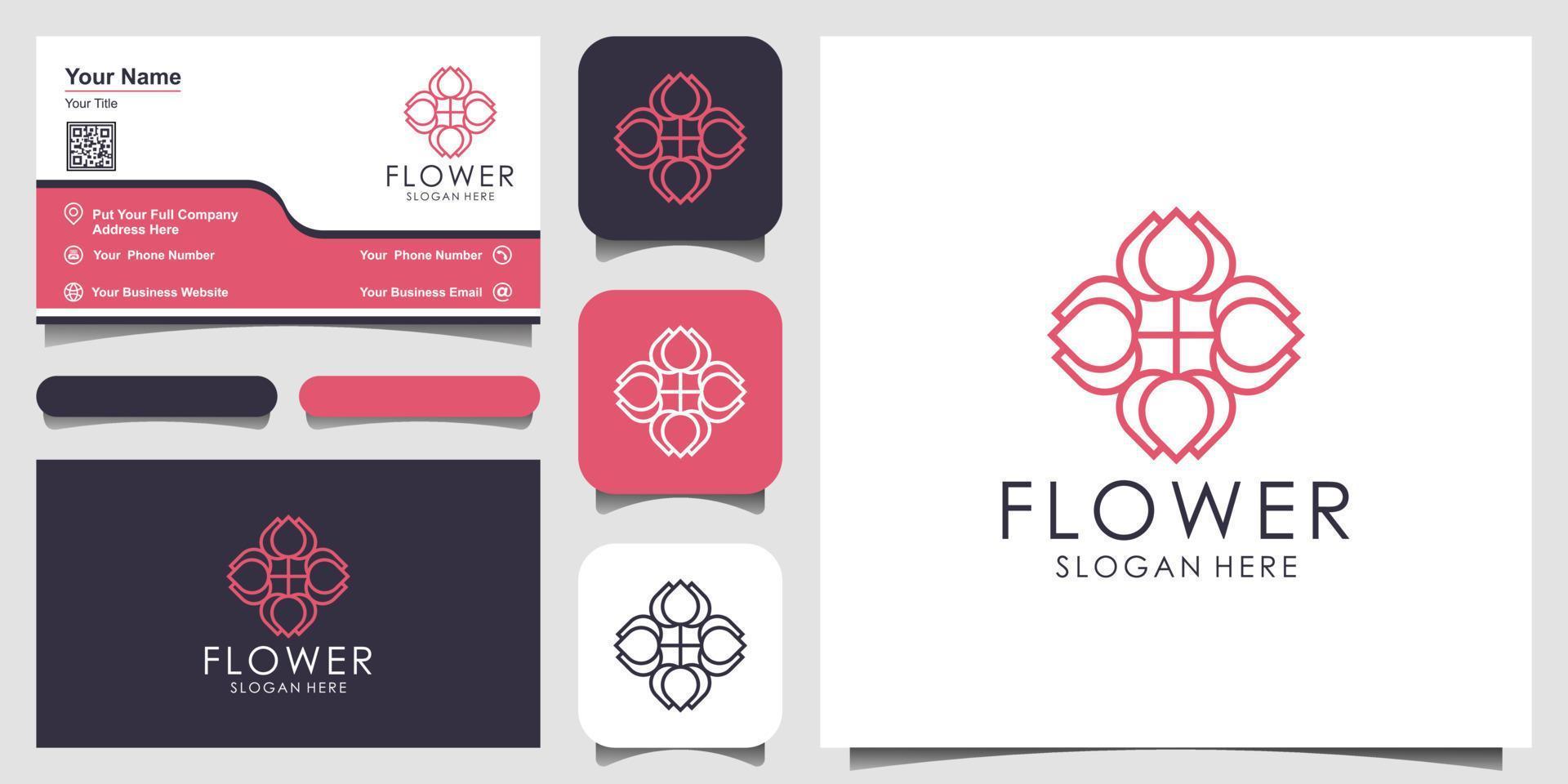 minimalistisk elegant blomsterprydnadslogotypinspiration med linjekonststil. kosmetika, spa, skönhetssalong dekoration boutique vektor logotyp och visitkort