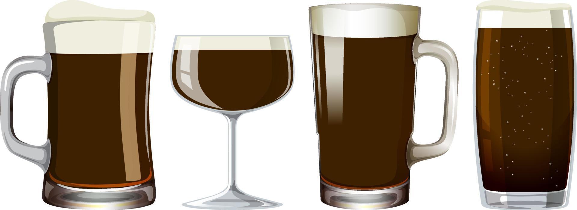 alkoholdryck i olika glas set vektor