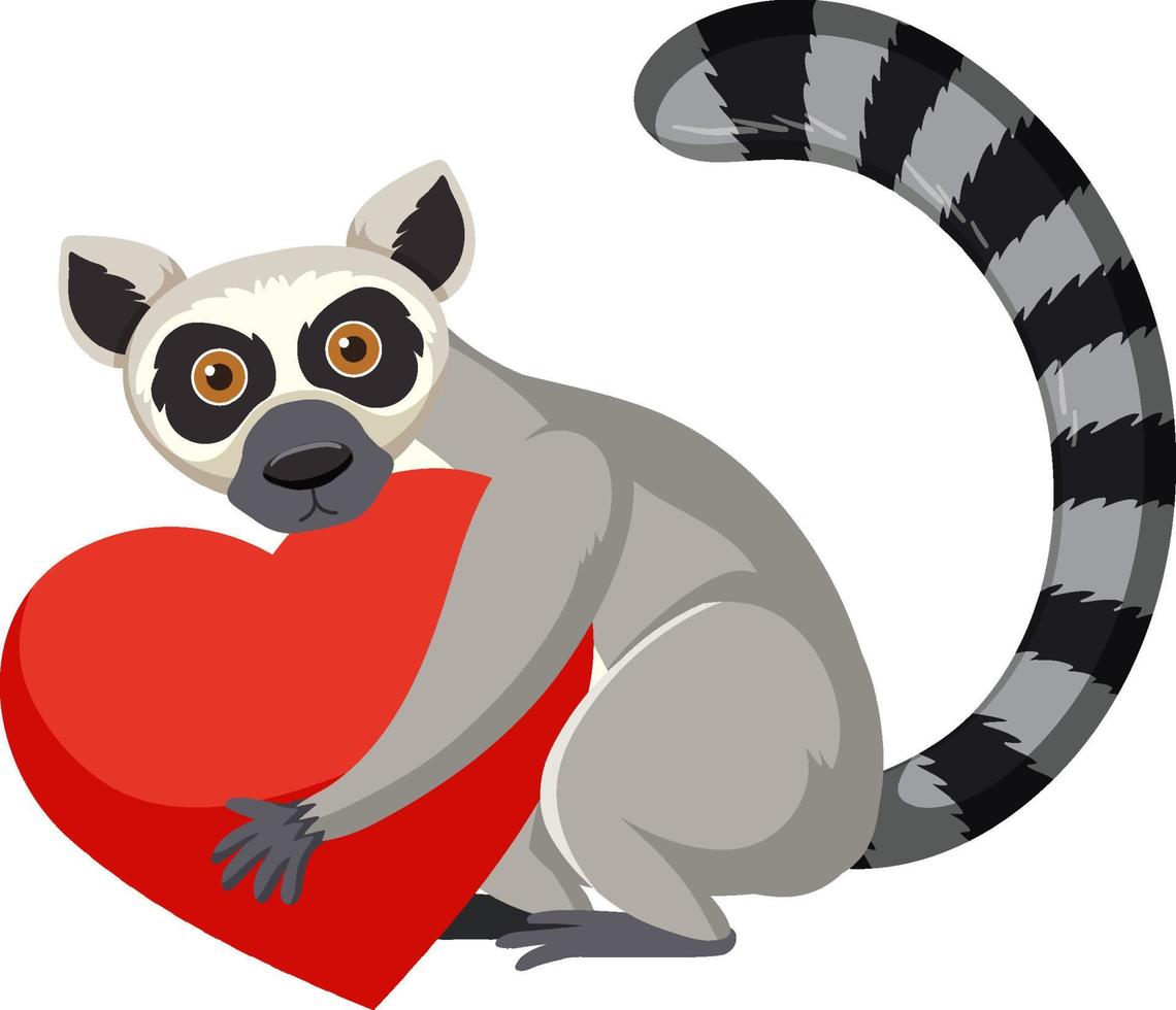 Lemur umarmt Herz isoliert vektor
