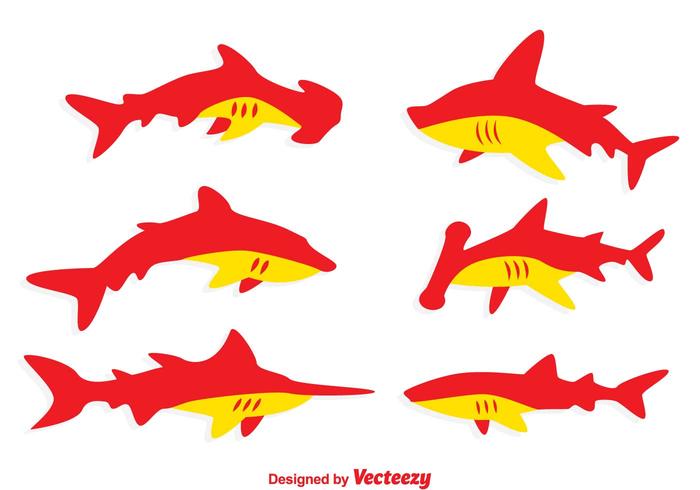 Röda och orange haj vektorer