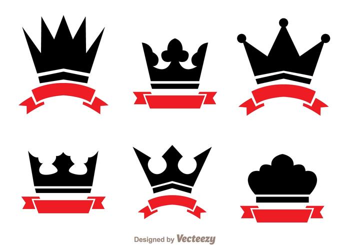 Crown och Ribbon Logo Vectors