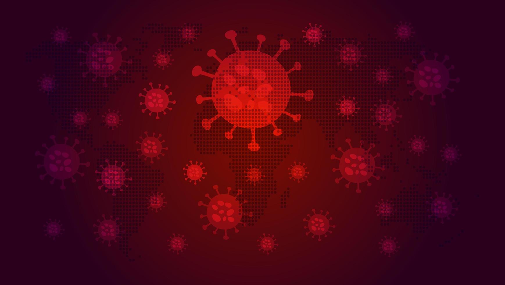 rote mikroskopische Ansicht des Coronavirus vektor