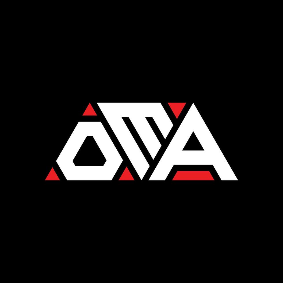 Oma-Dreieck-Buchstaben-Logo-Design mit Dreiecksform. Oma-Dreieck-Logo-Design-Monogramm. Oma-Dreieck-Vektor-Logo-Vorlage mit roter Farbe. oma dreieckiges logo einfaches, elegantes und luxuriöses logo. Oma vektor