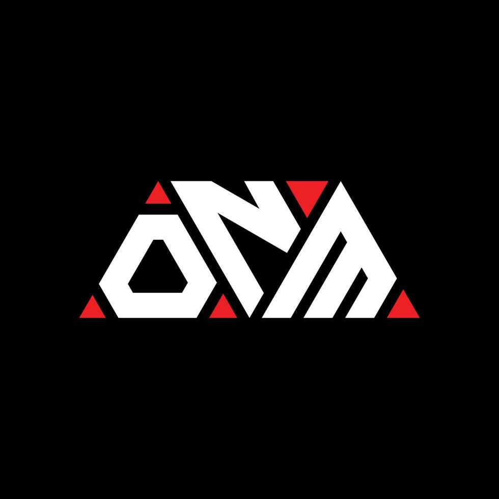 Onm-Dreieck-Buchstaben-Logo-Design mit Dreiecksform. Onm-Dreieck-Logo-Design-Monogramm. Onm-Dreieck-Vektor-Logo-Vorlage mit roter Farbe. onm dreieckiges Logo einfaches, elegantes und luxuriöses Logo. onm vektor