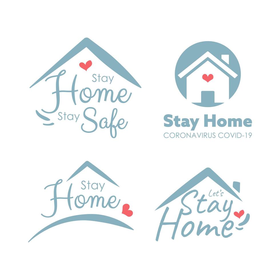 stay home logo set för coronvirus vektor