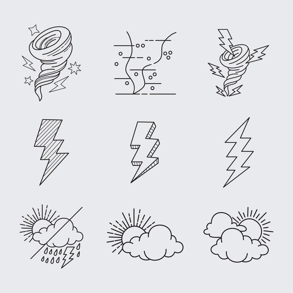 Vektor-Set von Wetter-Doodle-Elementen für Designzwecke vektor