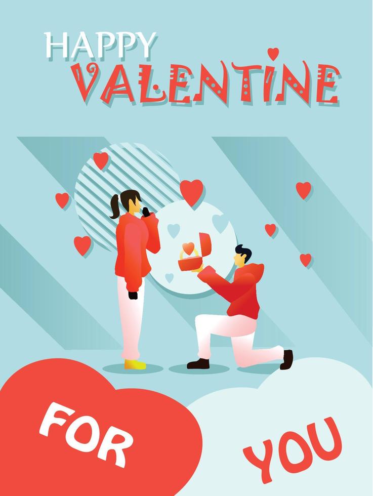 ett par propuse fall in love valentine vektor