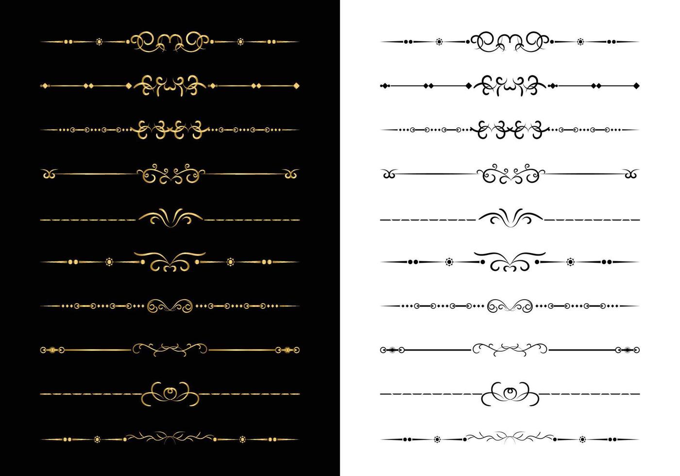 uppsättning linje dekorativa kalligrafiska element för redigerbara och design. mega uppsättning blommiga avdelare ramar element samling. vektor