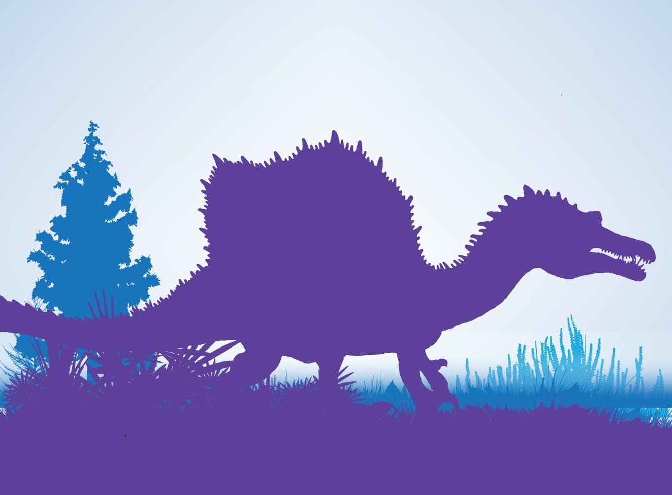 Spinosaurus-Dinosaurier-Silhouetten in prähistorischer Umgebung überlappende Schichten dekorativer Hintergrundbanner abstrakte Vektorillustration vektor