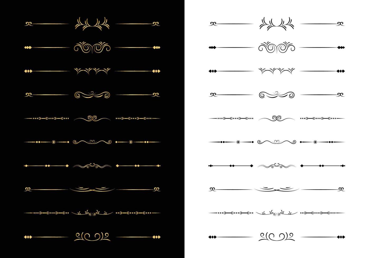 Reihe von dekorativen kalligraphischen Linienelementen für Bearbeitung und Design. Mega-Set von floralen Trennwänden umrahmt die Sammlung von Elementen. vektor