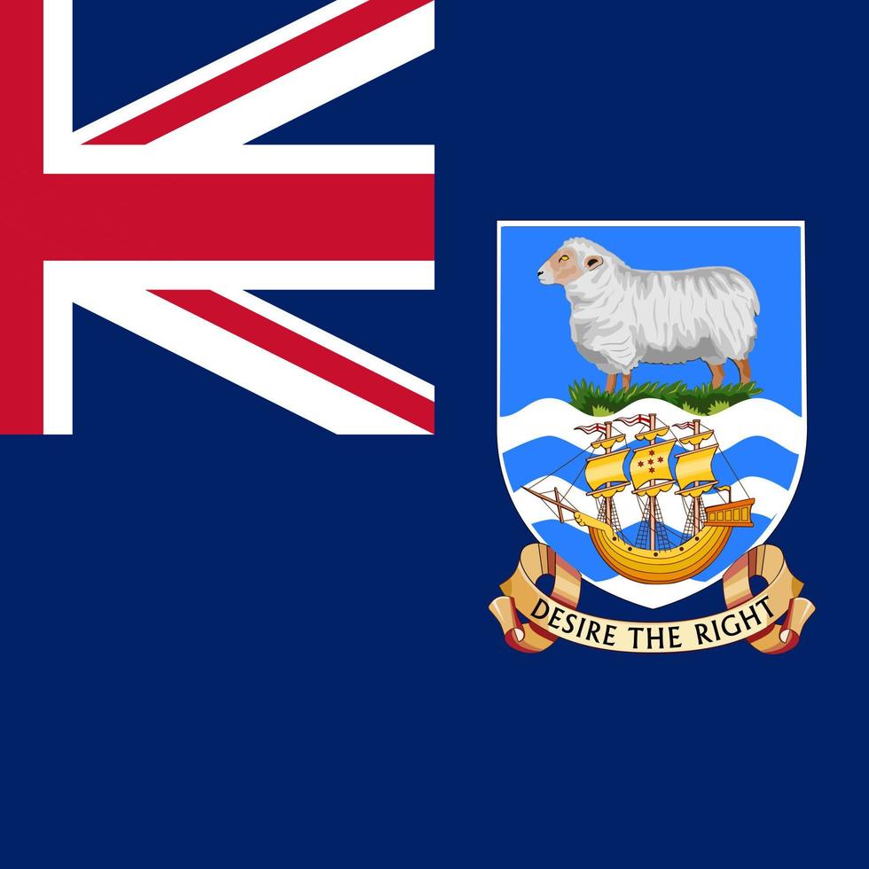Flagge der Falklandinseln, offizielle Farben. Vektor-Illustration. vektor