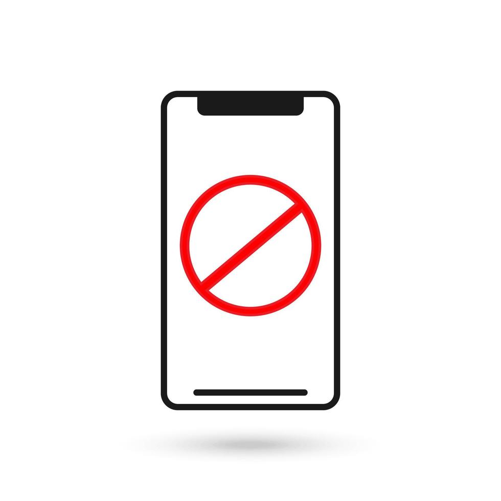 mobiltelefon platt design med förbjuden skylt. vektor