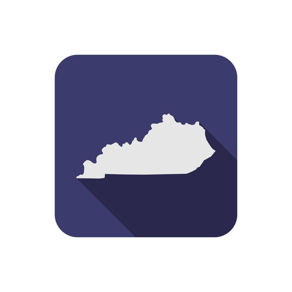 Kentucky State Square Karte mit langem Schatten vektor
