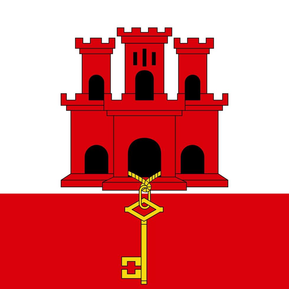 Gibraltar-Flagge, offizielle Farben. Vektor-Illustration. vektor