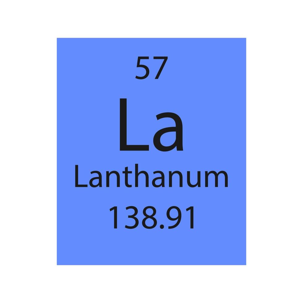 lantan symbol. kemiskt element i det periodiska systemet. vektor illustration.