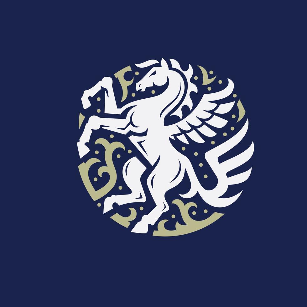 stehendes Pegasus-Kreis buntes Symbol vektor