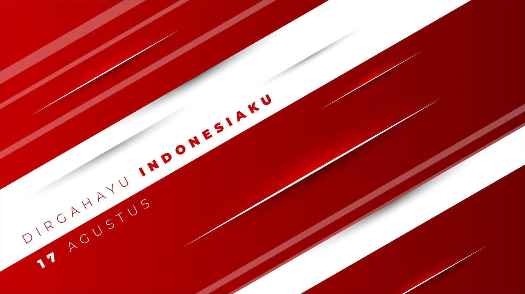 Indonesiens självständighetsdag i rött och vitt med geometrisk bakgrundsdesign och indonesisk text betyder lång livslängd Indonesien vektor