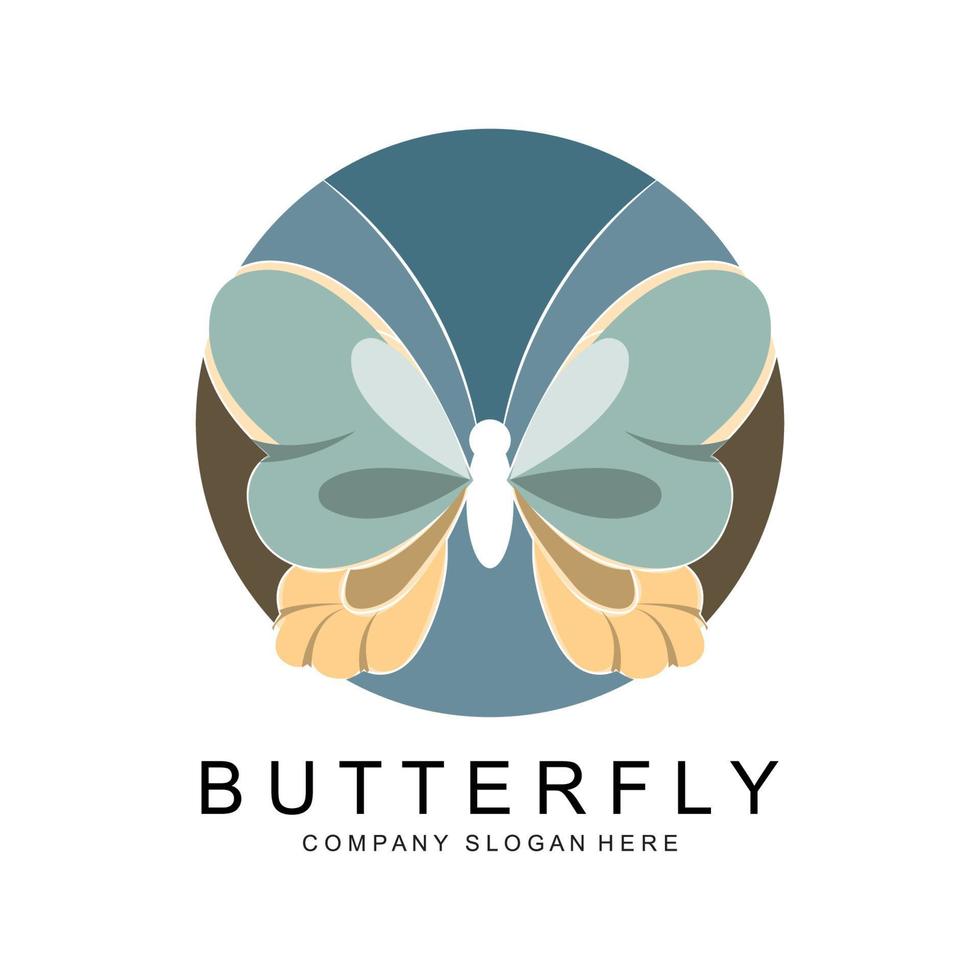fjärilslogotypdesign, vackert flygande djur, illustration av företagets varumärkesikon, screentryck, salong vektor