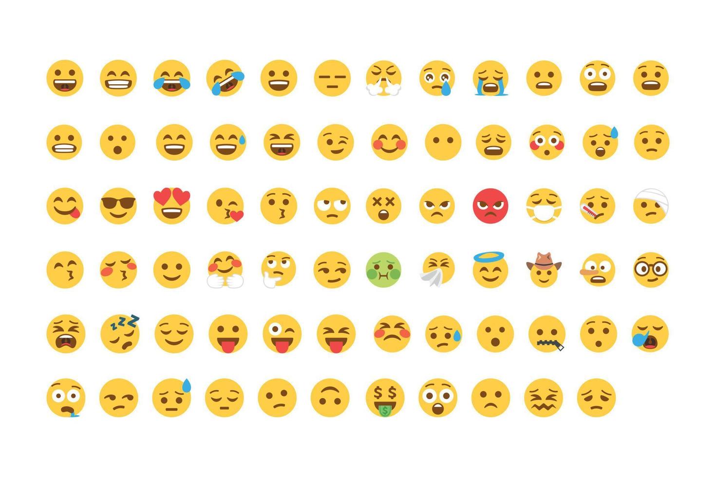 stor uppsättning uttryckssymboler leende ikoner. tecknad emoji set. vektor emoticon set