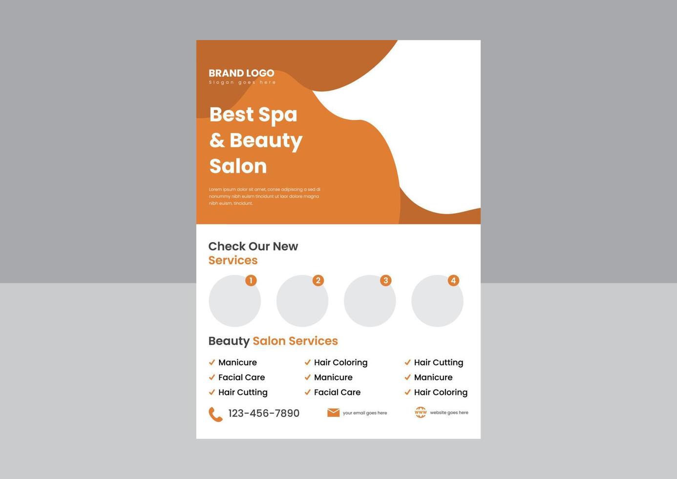 Schönheits- und Spa-Salon Schönheitspflege-Flyer-Poster-Design-Vorlage. entspannen sie ihre körper- und seelenplakatbroschüren-entwurfsvorlage. vektor