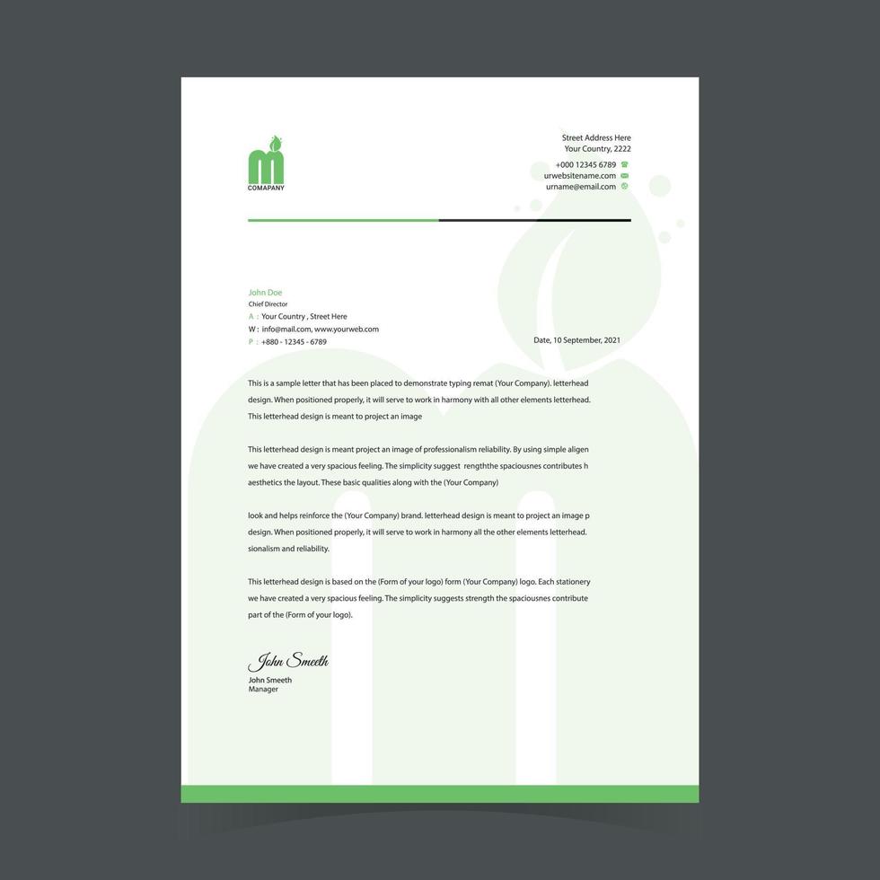 gröna blad kreativa företag brevpapper mall gratis vektor