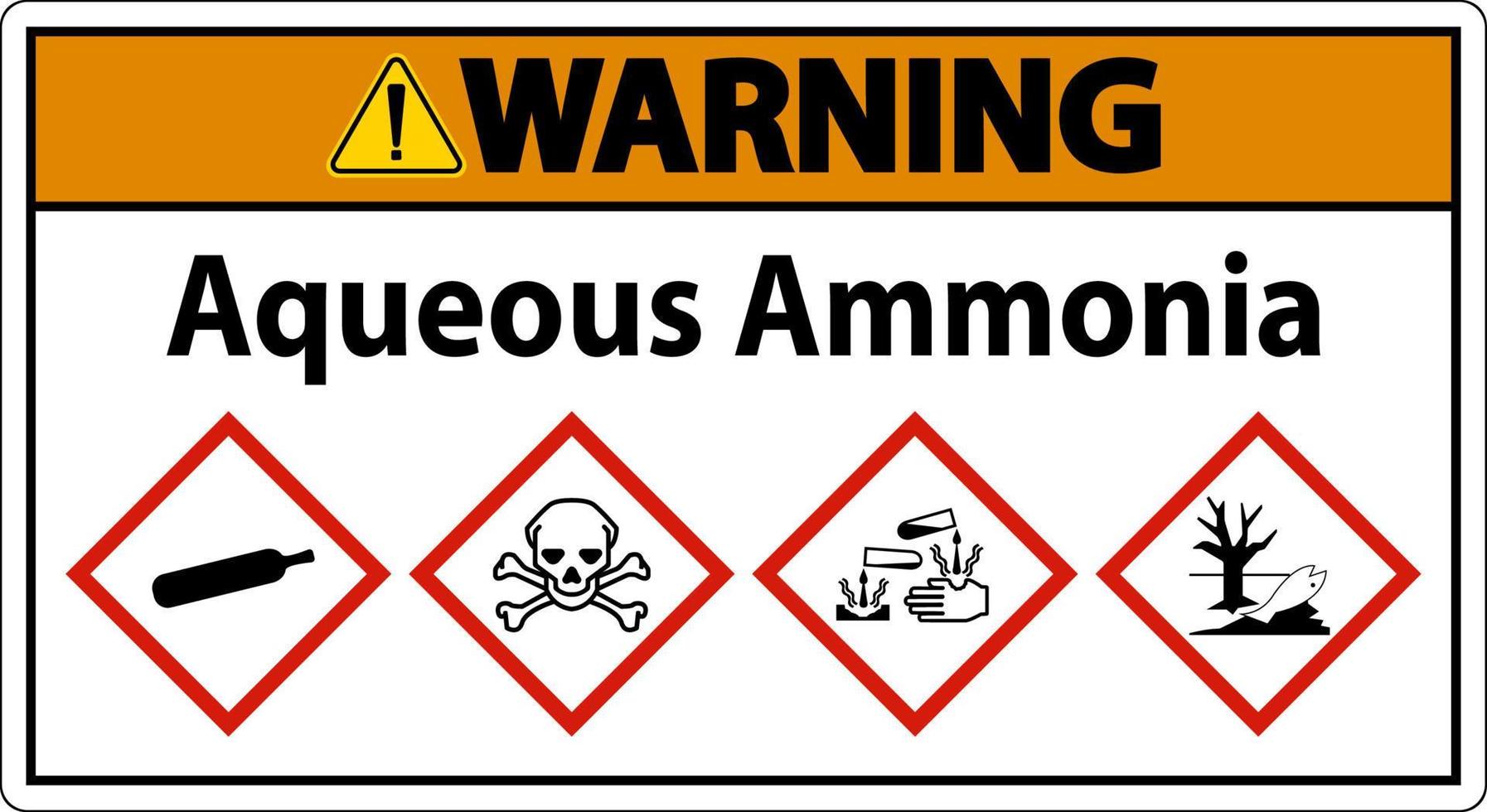 varning vattenhaltig ammoniak ghs tecken på vit bakgrund vektor