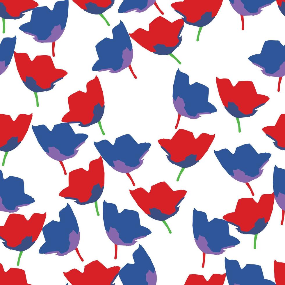 sömlösa växter mönster bakgrund med doodle handritade blommor, gratulationskort eller tyg vektor
