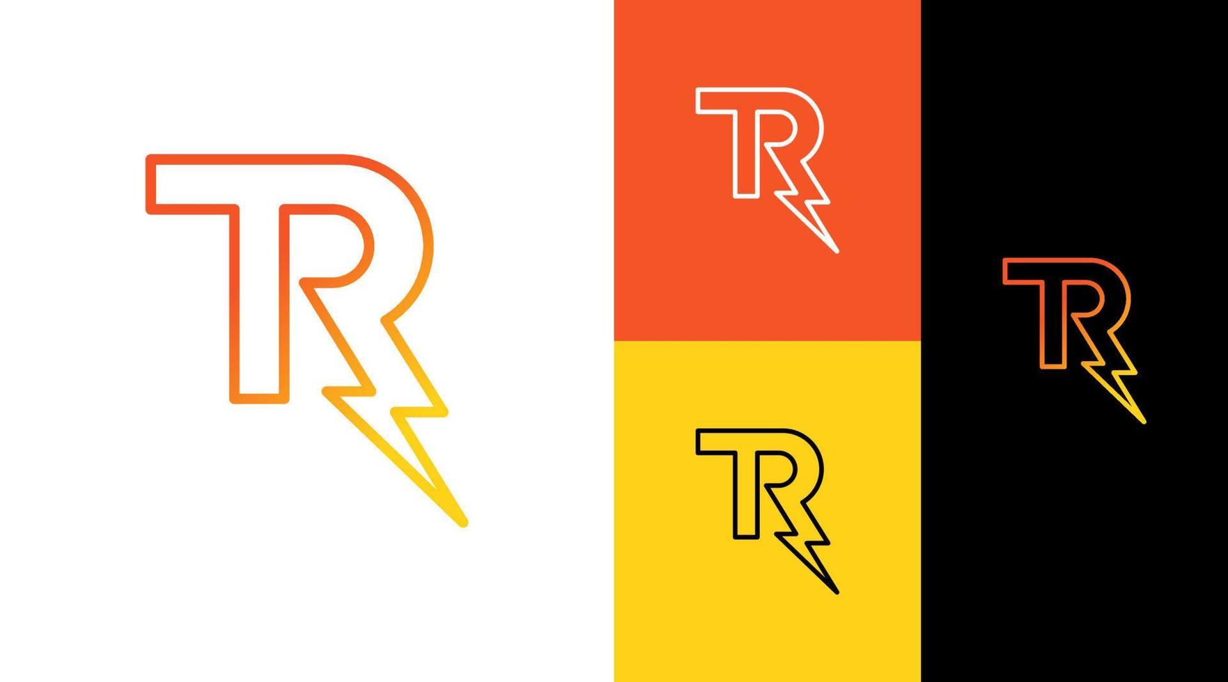 tr monogram kontur blixt åska logotyp designkoncept vektor