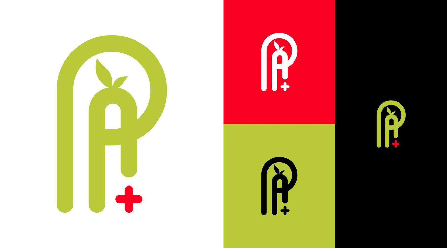 pa Monogramm Heilpflanze Logo Designkonzept vektor