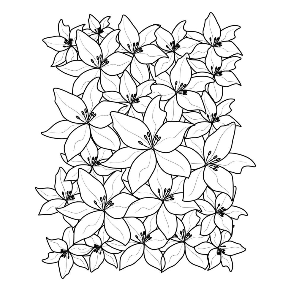 Doodle-Stil-Zeichnung von Linienkunst-Wiederholungsmuster Lilium-Blume für den Textildruck vektor