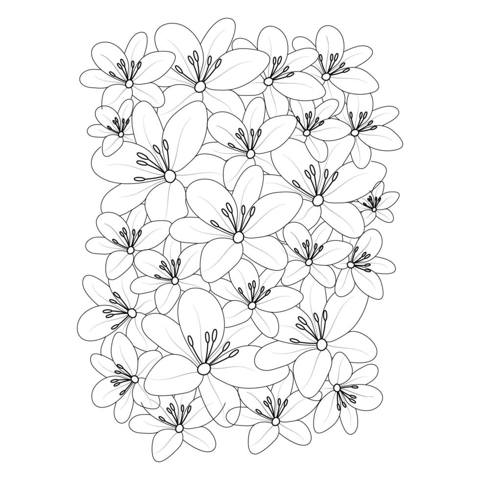 doodle stil ritning av linjekonst upprepa mönster lilium blomma för textiltryck vektor