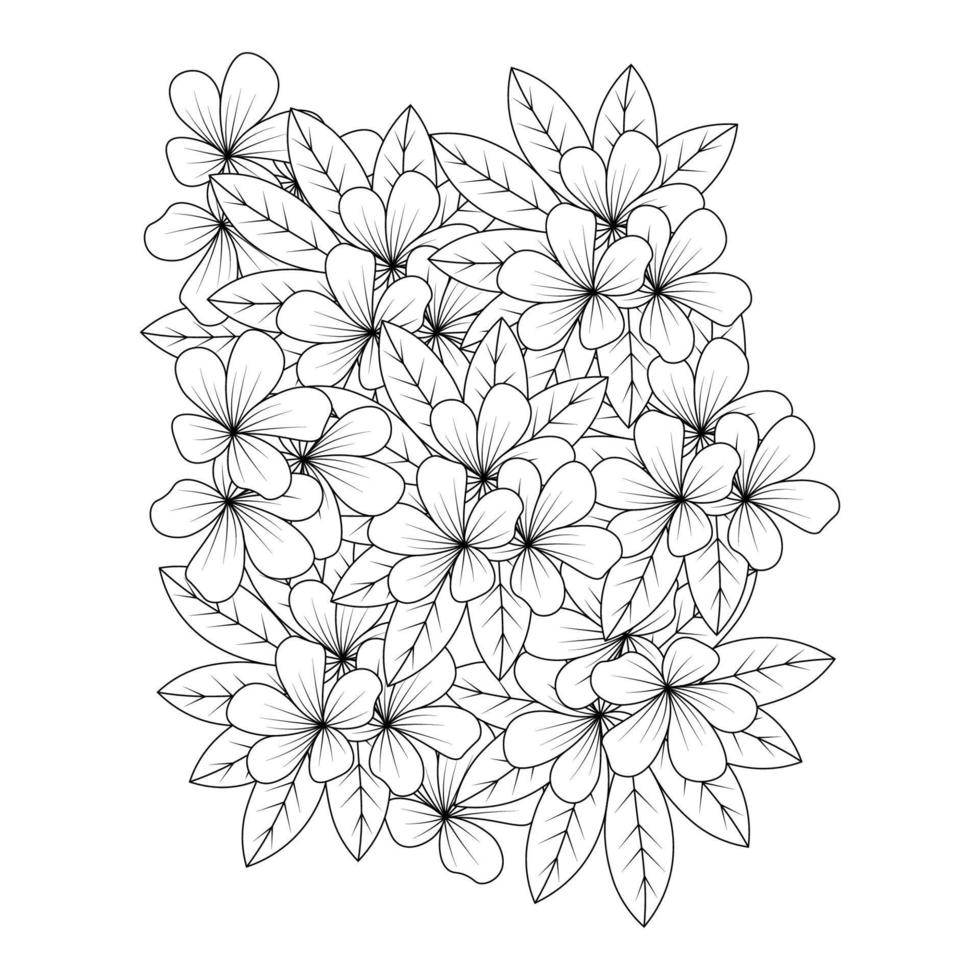 snygg doodle blomma målarbok sida illustration grafisk linjekonst design för bok vektor