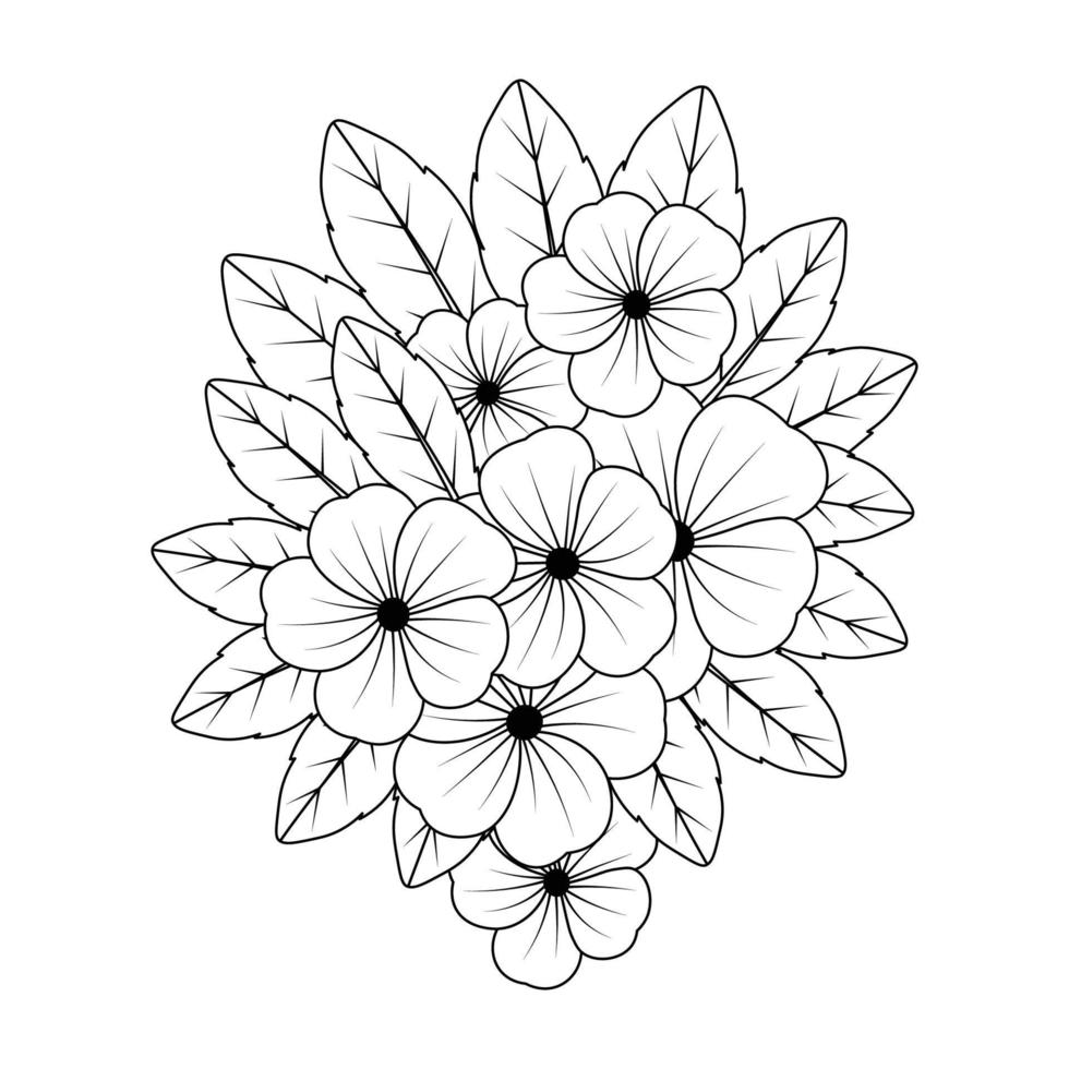 Vektorgrafik-Strichzeichnungsblume der schönen Illustration in der Entspannungsfarbschablone vektor
