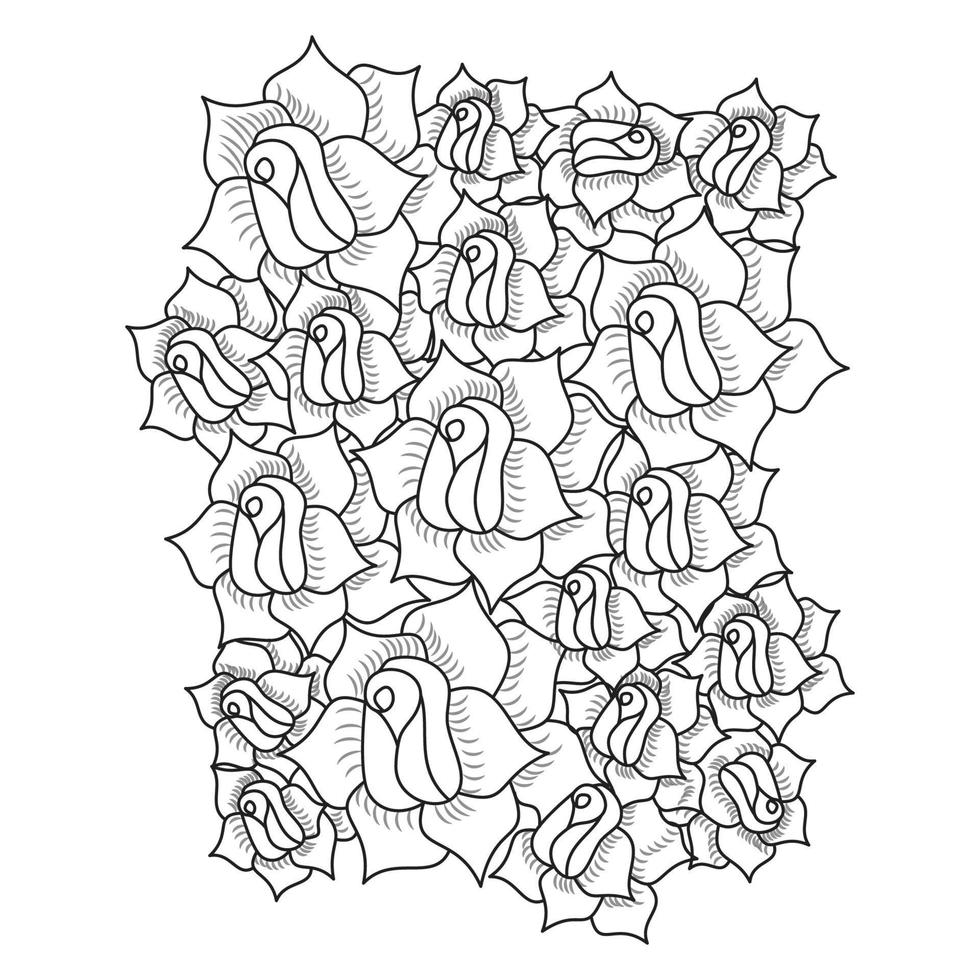 dekorative Gekritzelrosen-Blumenmusterlinie Kunst der Bleistiftgrafikillustration vektor