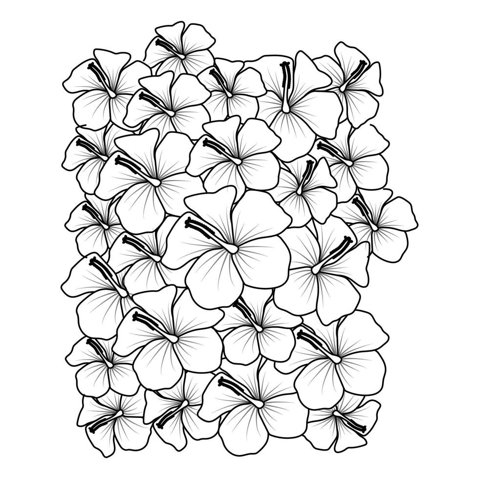 hibiskus blomma linje konst ritning svart stroke vektor illustration skiss på vit bakgrund