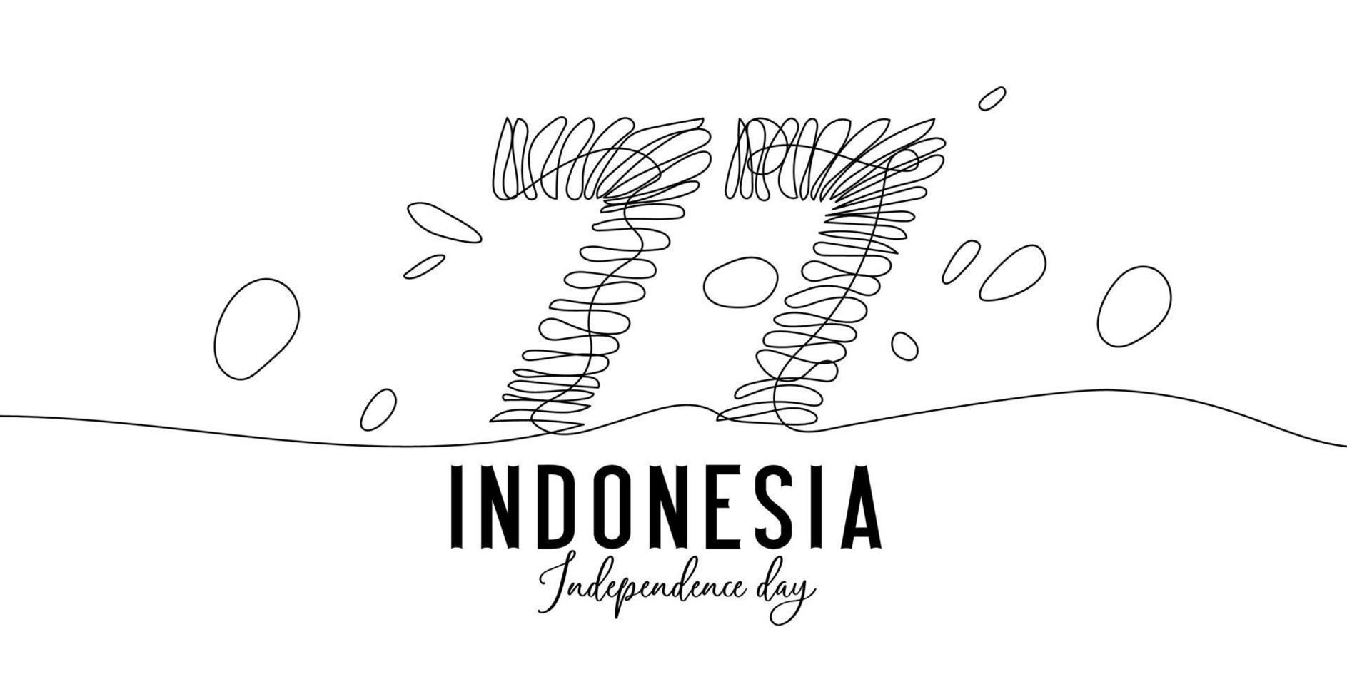 77 års självständighetsdag i Indonesien kontinuerlig en linjekonstteckning. enkel och elegant logotyp för Indonesiens självständighetsdag vektor
