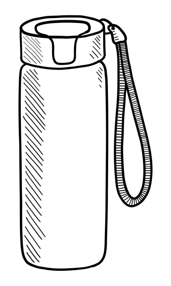 Vektor-Illustration einer isolierten Wasserflasche auf weißem Hintergrund. Gekritzelzeichnung von Hand vektor