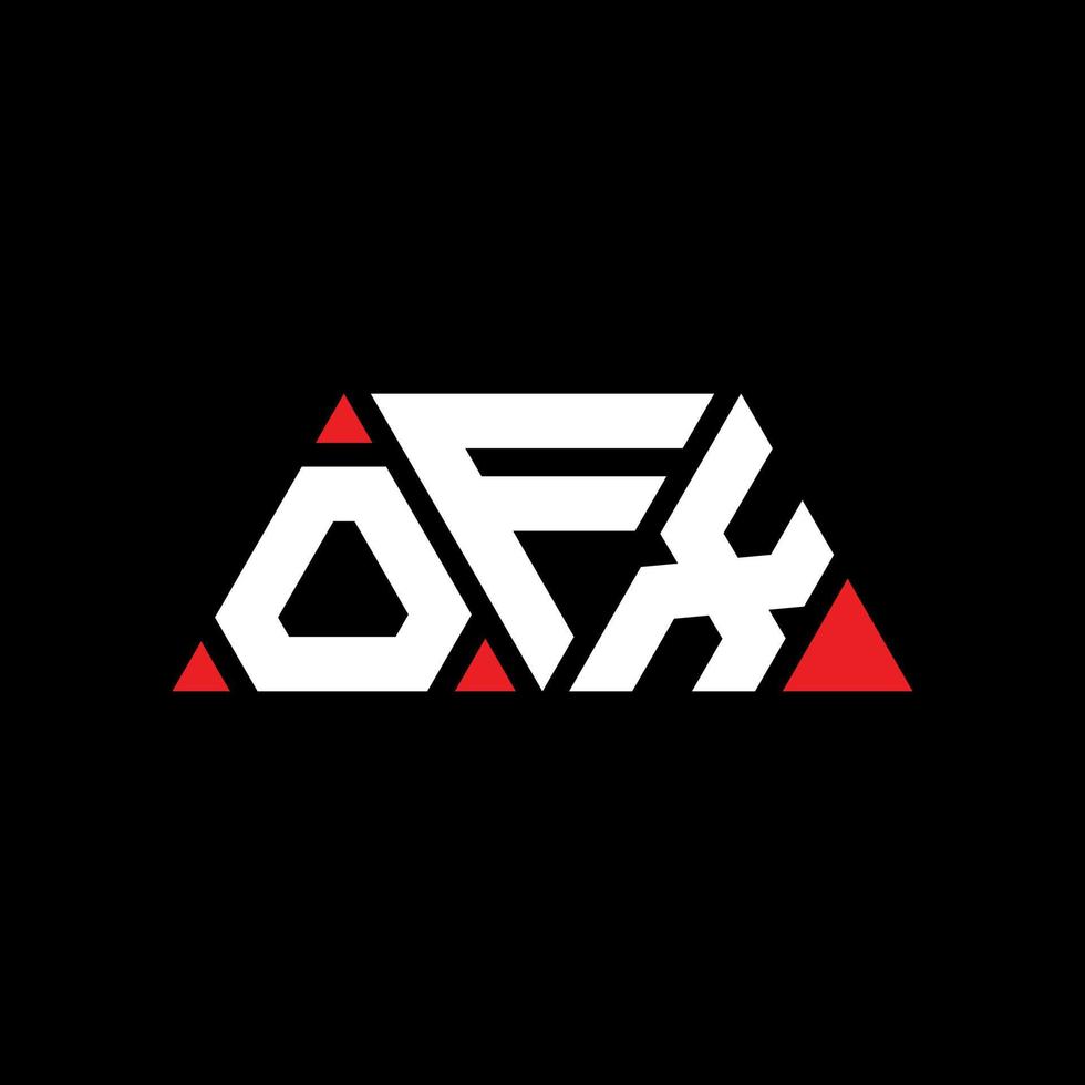 Ofx-Dreieck-Buchstaben-Logo-Design mit Dreiecksform. Ofx-Dreieck-Logo-Design-Monogramm. Ofx-Dreieck-Vektor-Logo-Vorlage mit roter Farbe. ofx dreieckiges Logo einfaches, elegantes und luxuriöses Logo. ofx vektor