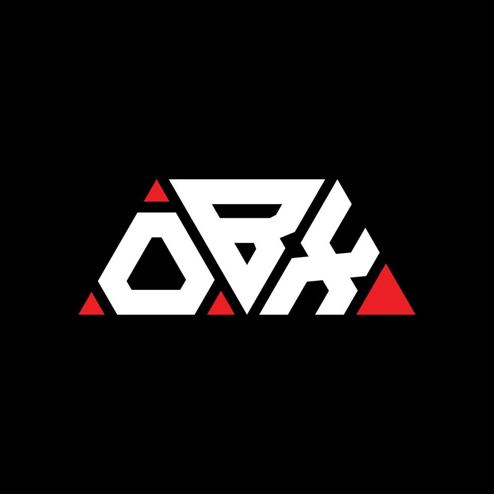 obx triangel bokstavslogotypdesign med triangelform. obx triangel logotyp design monogram. obx triangel vektor logotyp mall med röd färg. obx triangulär logotyp enkel, elegant och lyxig logotyp. obx