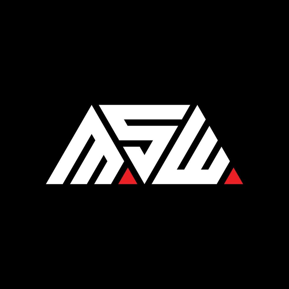 msw triangel bokstavslogotypdesign med triangelform. msw triangel logotyp design monogram. msw triangel vektor logotyp mall med röd färg. msw triangulär logotyp enkel, elegant och lyxig logotyp. msw