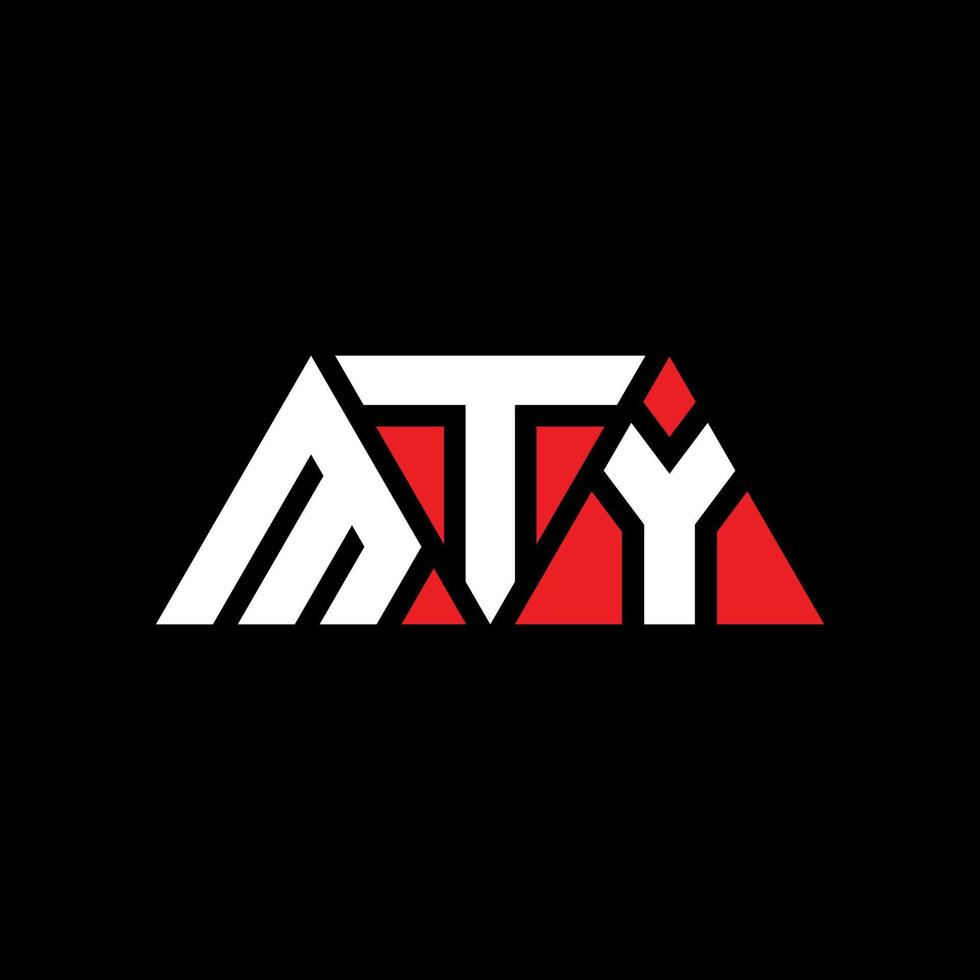 mty triangel bokstavslogotypdesign med triangelform. mty triangel logotyp design monogram. mty triangel vektor logotyp mall med röd färg. mty triangulär logotyp enkel, elegant och lyxig logotyp. mty