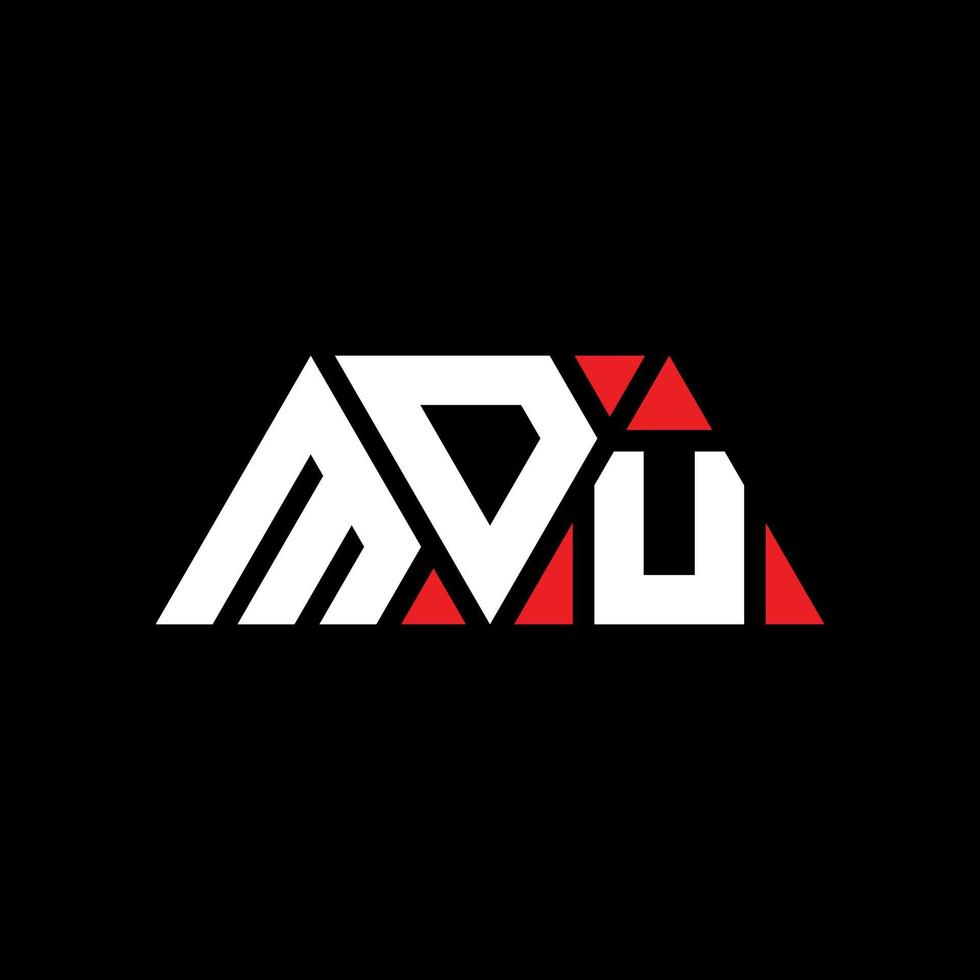 MDU-Dreieck-Buchstaben-Logo-Design mit Dreiecksform. MDU-Dreieck-Logo-Design-Monogramm. MDU-Dreieck-Vektor-Logo-Vorlage mit roter Farbe. mdu dreieckiges Logo einfaches, elegantes und luxuriöses Logo. mdu vektor