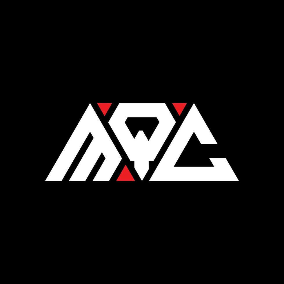mqc triangel bokstavslogotypdesign med triangelform. mqc triangel logotyp design monogram. mqc triangel vektor logotyp mall med röd färg. mqc triangulär logotyp enkel, elegant och lyxig logotyp. mqc