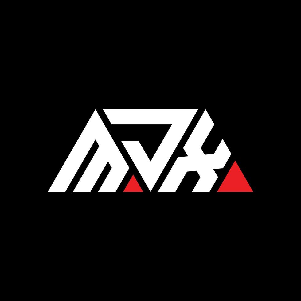 mjx triangel bokstavslogotypdesign med triangelform. mjx triangel logotyp design monogram. mjx triangel vektor logotyp mall med röd färg. mjx triangulär logotyp enkel, elegant och lyxig logotyp. mjx
