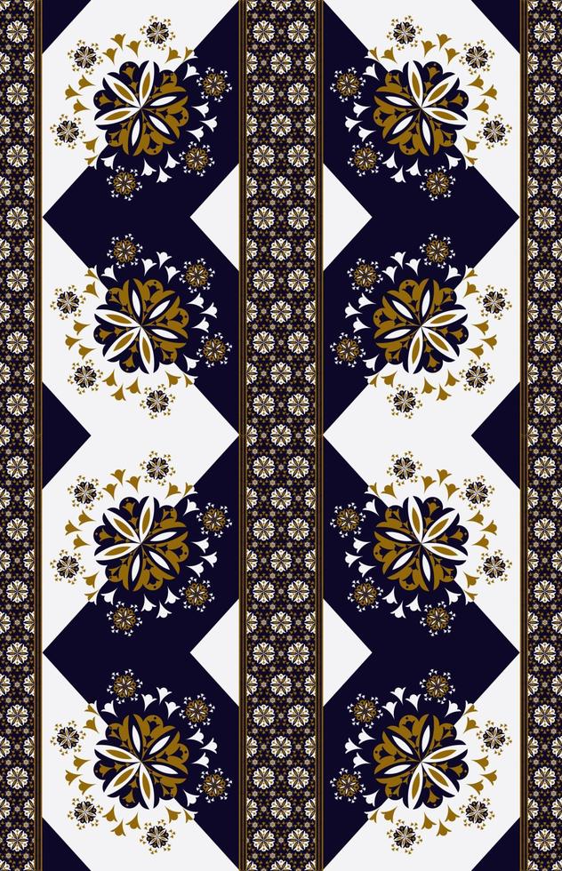 etnisk elegant broderi geometrisk blomma med triangelmönster sömlös bakgrund. använd för tyg, textil, inredningselement, klädsel, omslag. vektor