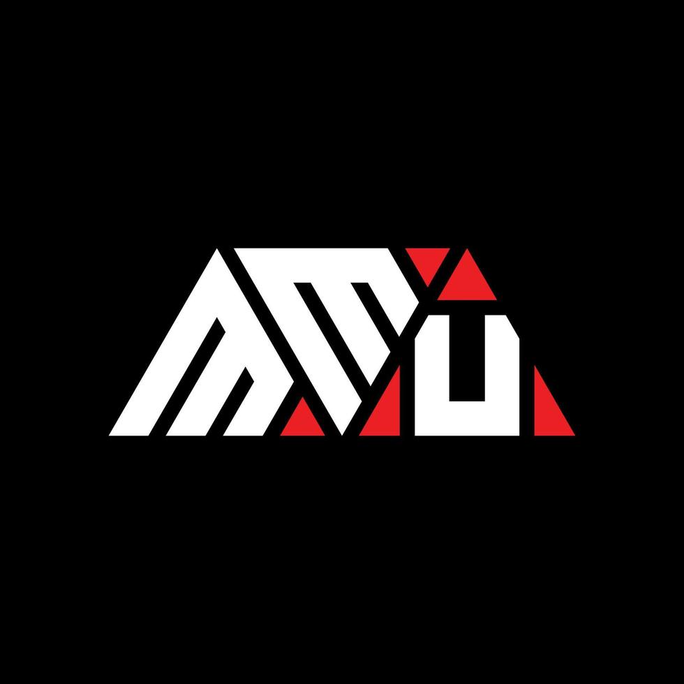 MMU-Dreieck-Buchstaben-Logo-Design mit Dreiecksform. MMU-Dreieck-Logo-Design-Monogramm. mmu-Dreieck-Vektor-Logo-Vorlage mit roter Farbe. mmu dreieckiges Logo einfaches, elegantes und luxuriöses Logo. mmu vektor