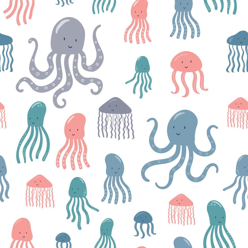 lustiger kleiner Oktopus. nahtloses Muster für Textilien vektor