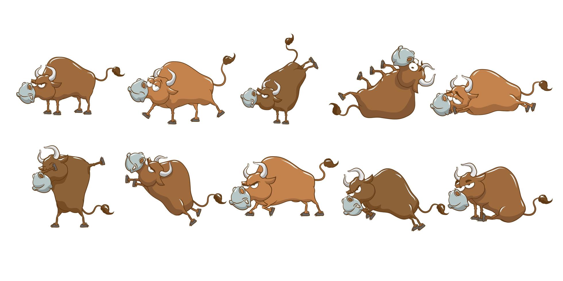 Cartoon Bull Set vektor