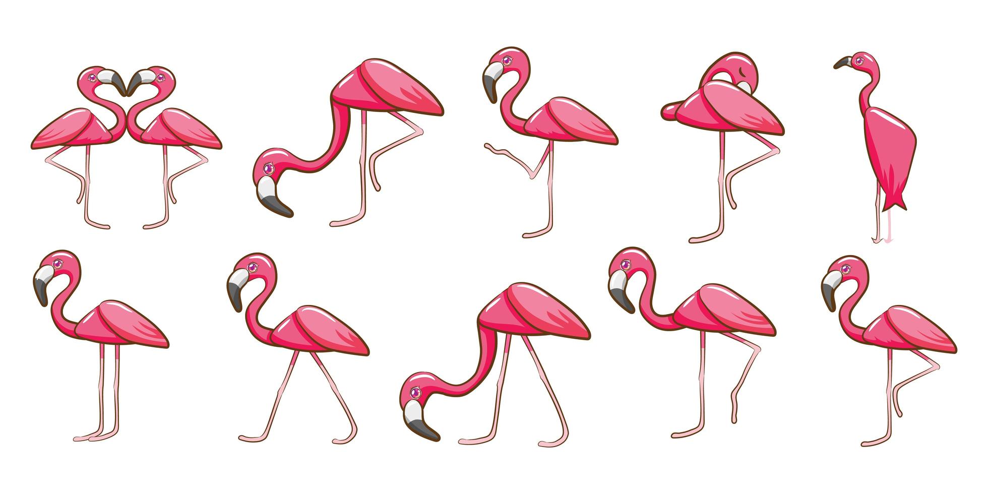 Cartoon Flamingo Set vektor